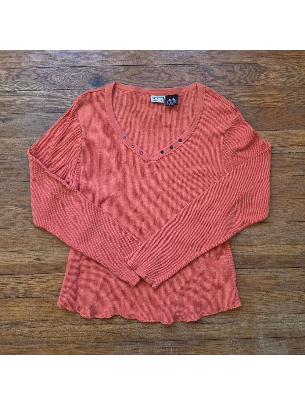 Women's orange Arizona henley sweater